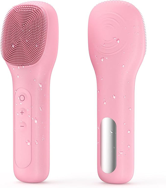 Facial Cleansing Brush Portable Waterproof Rechargeable Face Wash Brush, Electric Deep Cleaning for Men & Women (Pink)
