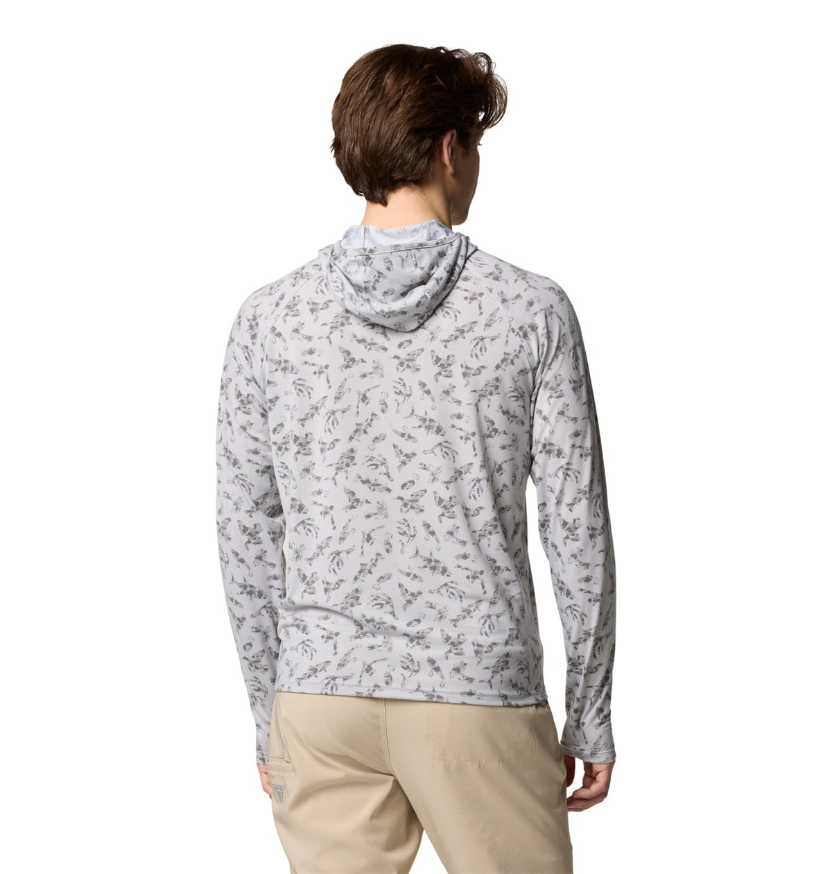 Columbia Men's PFG Uncharted Long Sleeve Sun Protection Hoodie, Cool Grey Huntfish, X-Large