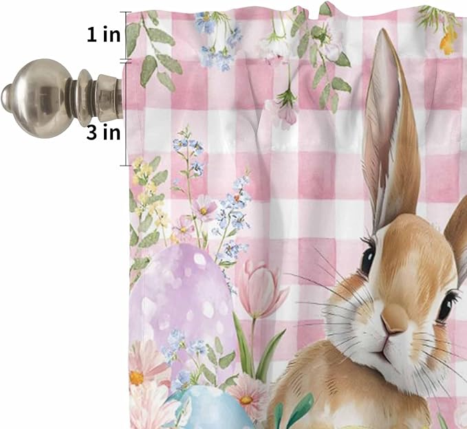 Kitchen Curtains Tiers and Valance Set of 3, Easter Light Filtering Window