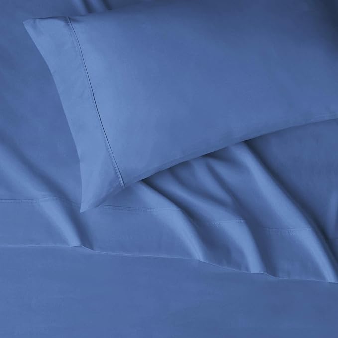 Amazon Basics Lightweight Ultra-Soft Breathable Easy Care Microfiber 3-Piece Bed Sheet Set with 14-Inch Deep Pockets, Twin XL, Dutch Blue, Solid (Pack of 4)