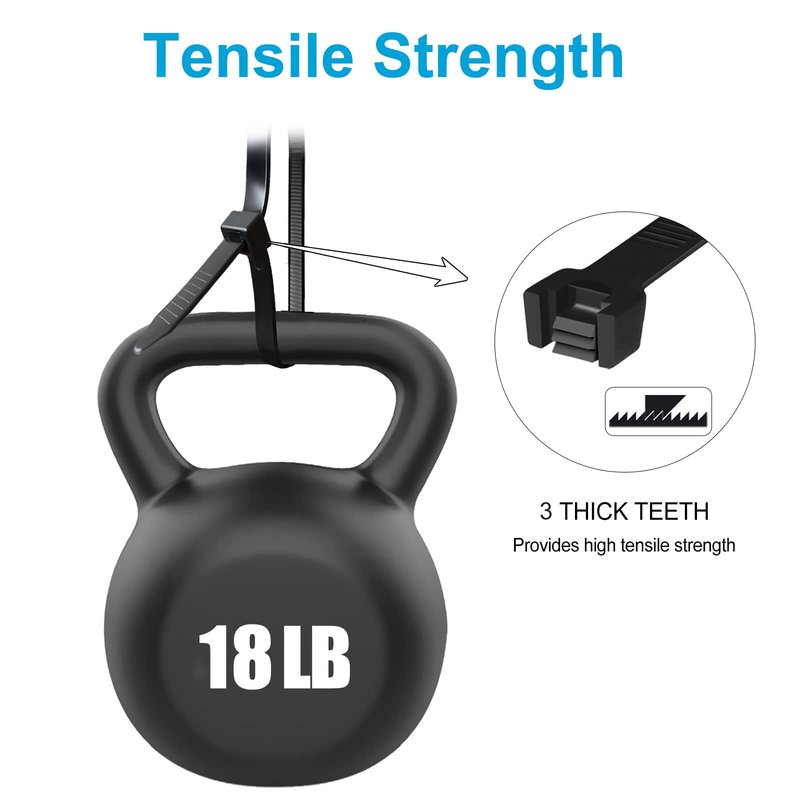 Zip Ties 4 inch, Small Zip Ties with 18 lb Tensile Strength, Black, 1000 Pack, by Tantti Supply