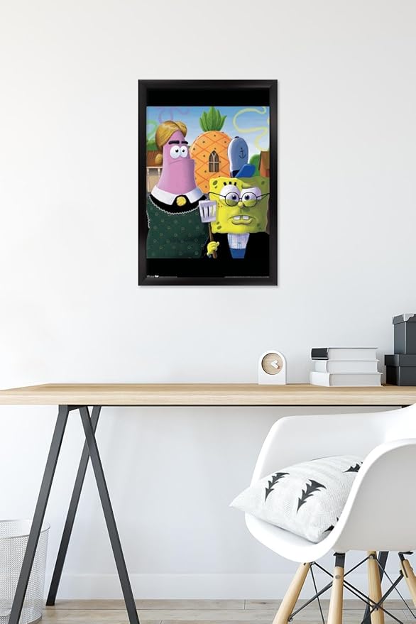 Trends International Nickelodeon Spongebob - American Gothic Wall Poster, 14.725" x 22.375", Black Framed Version