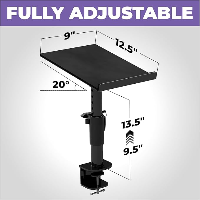 Liquid Stands Studio Monitor Stands - Music Studio Desktop Speaker Stand - 2 Pack 12x9 Clamp-on Adjustable Short or Tall Speaker Support for Music Booth Desk Audio Monitor Stand Mount with Tilt