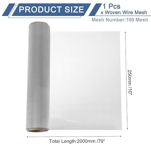 uxcell 100 Mesh 79" x 10" Woven Wire Mesh, 316 Stainless Steel Air Vent Filter