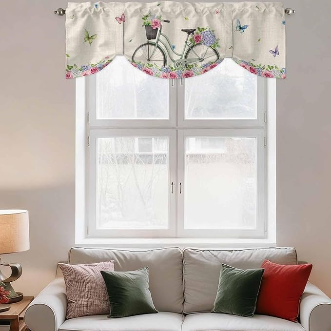 Farmhouse Spring Tie Up Valance Curtains