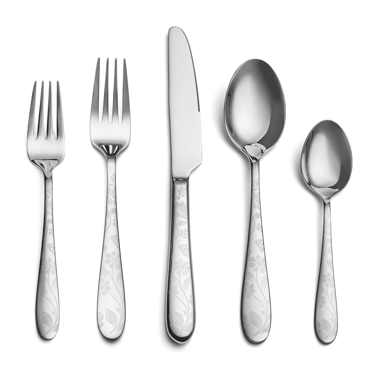 EIUBUIE 40 Piece Silverware Set for 8, Stainless Steel Flatware Set, Cutlery Sets with Mirror Finish, Dishwasher Safe, Modern Kitchen Forks, Spoons, Knives, Eating Utensil Sets