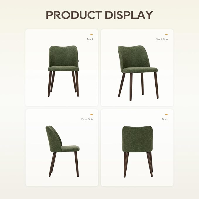 Wooden Dining Chairs Set of 4, Upholstered Kitchen Dining Room Chair, Modern Farmhouse Dinner Chair for Restaurant & Cafe, Green