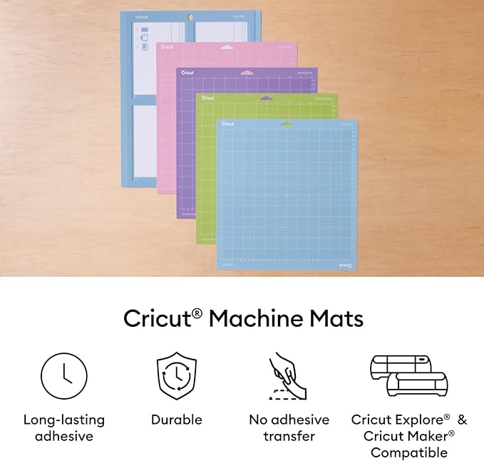 Cricut LightGrip Cutting Mat Pack (6 count, 12in x 12in) - for Explore & Maker Machines - ideal for standard paper, light cardstock & more
