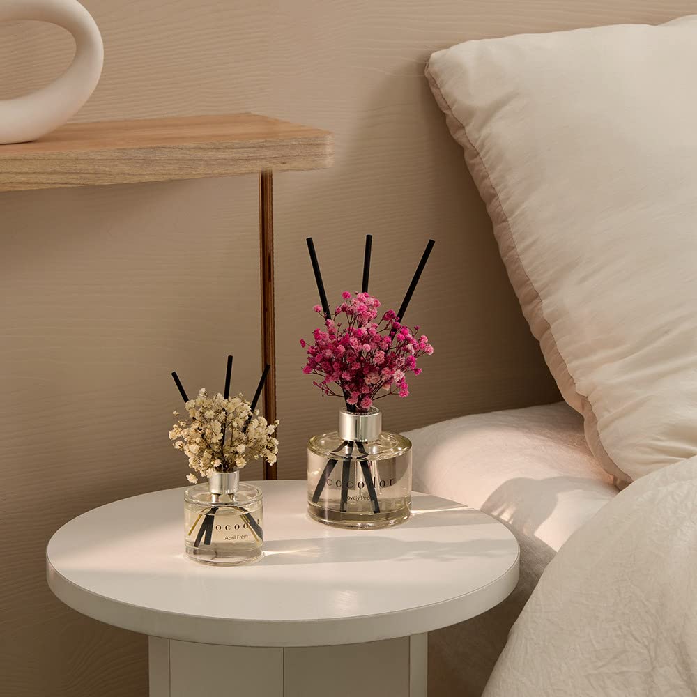 COCODOR Flower Reed Diffuser Set / 6.7oz / Lovely Peony/Scent Diffuser with Sticks Home Fragrance Reed Diffuser for Bathroom Shelf Decor