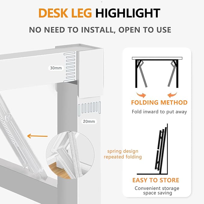 39.4 Inch Folding Table，Square Folding Desks for Small Space,Small Foldable Desk No Assembly,Black.