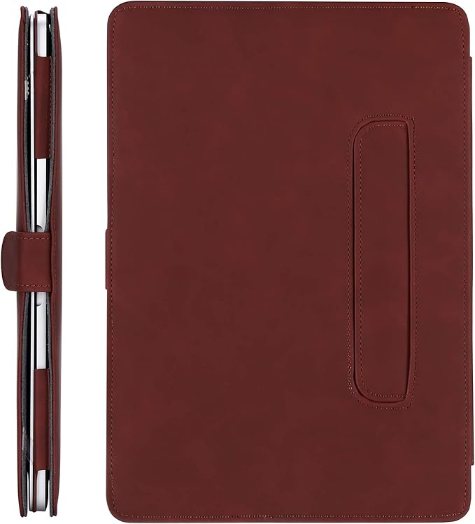 MOSISO Case Compatible with MacBook Air 13.6 inch M4 M3 M2 2025-2022 /Air 13 M1 2022-2018 /Pro 13 inch M2 M1 2025-2016, PU Leather Portfolio Protective Stand Cover, Claret Red