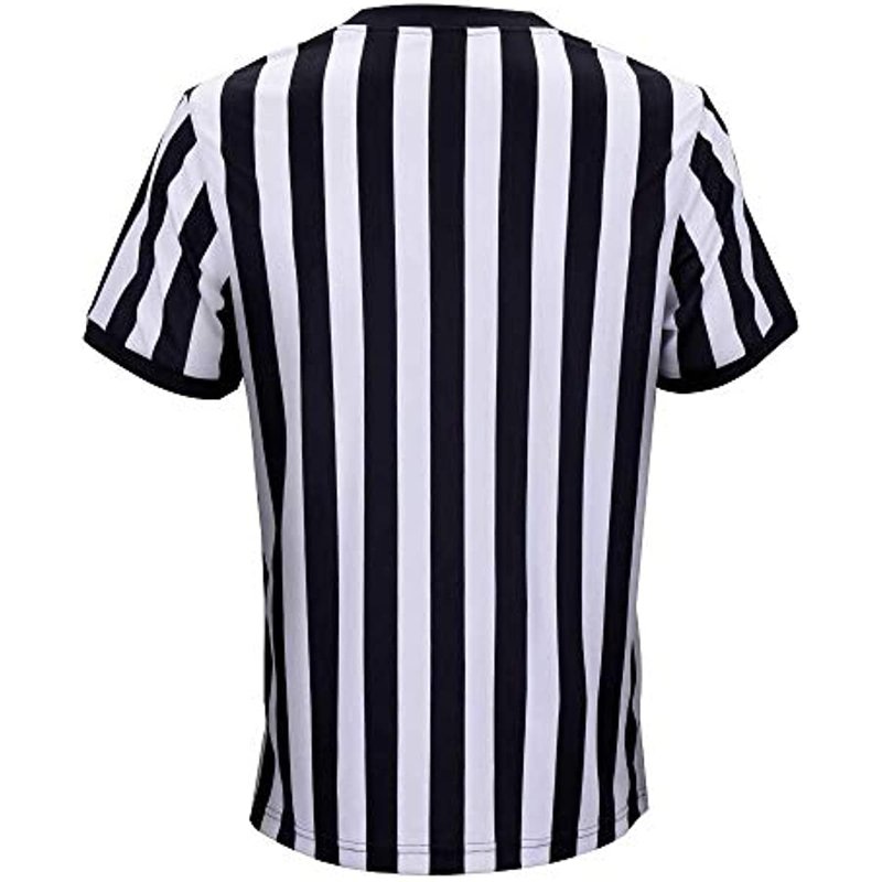 allentian Men's Referee Shirt - Official Black & White Stripe Referee/Umpire Jersey – Pro-Style V-Neck Referee Uniform, Basketball, Football, Soccer (L)