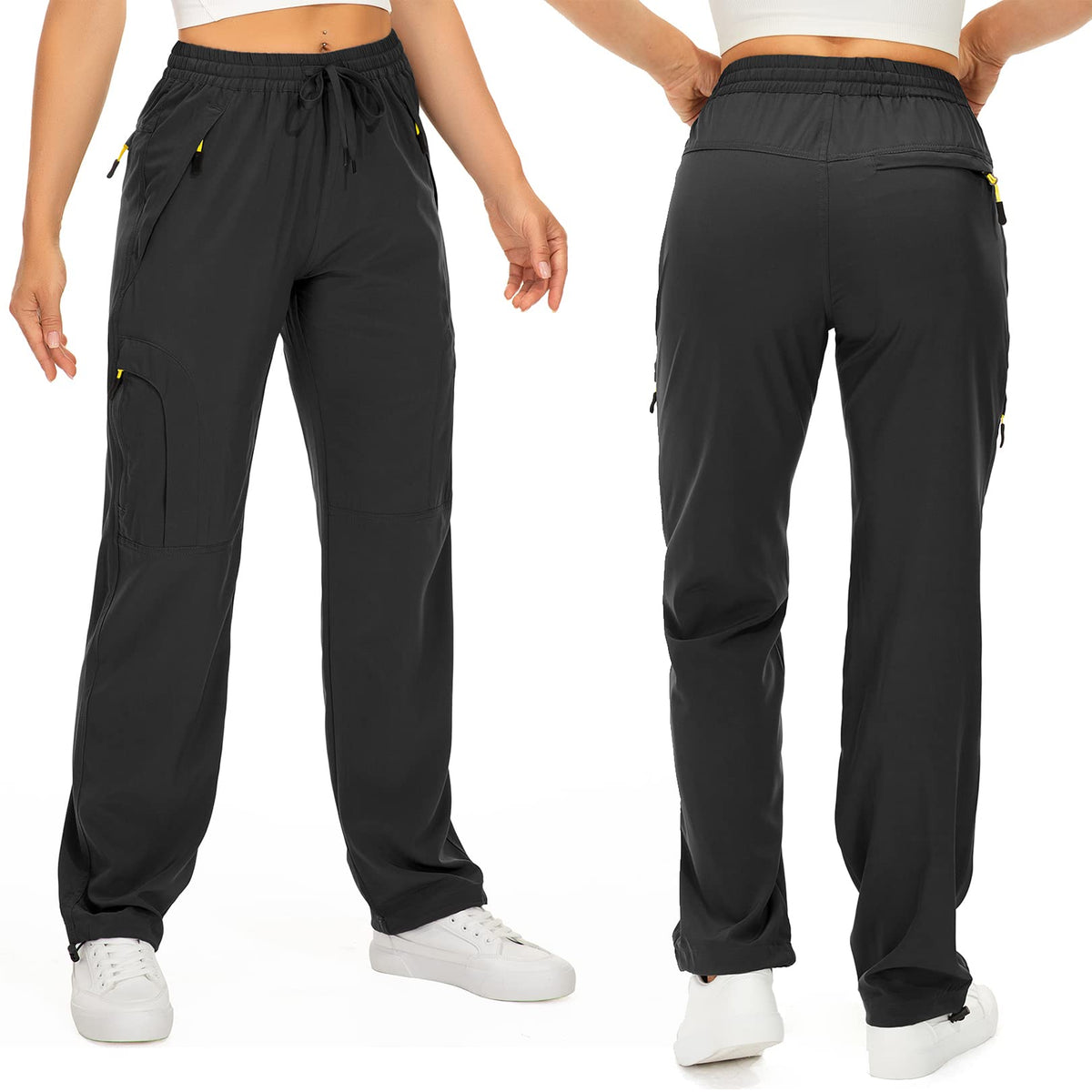 Toomett Women's Hiking Cargo Pants Quick Dry UPF50+ Outdoor Pants for Women Fishing Safari Travel Stretchy Pants with Pockets,6608,Black,XS