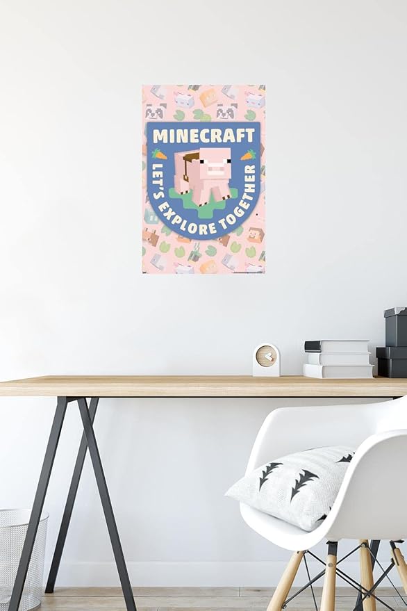 Trends International Minecraft - Let's Explore Together Wall Poster, 22.4L x 14.7W, Premium Unframed Version