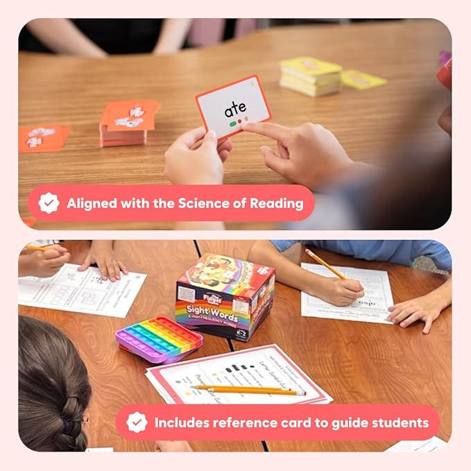 THE FIDGET GAME Sight Words - Reading Flashcards and Pop Fidget Toys for Kids K to Second Grade - Learning Activities and Games for High-Frequency Dolch Sight Words - Includes Mats and Dice