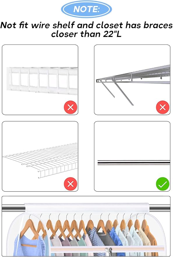 KEETDY 35" Hanging Garment Bags for Closet Storage Large Clear Garment Bags for Hanging Clothes Garment Rack Cover Coat Protector for Suit, Wardrobe, Bottom Enclosed
