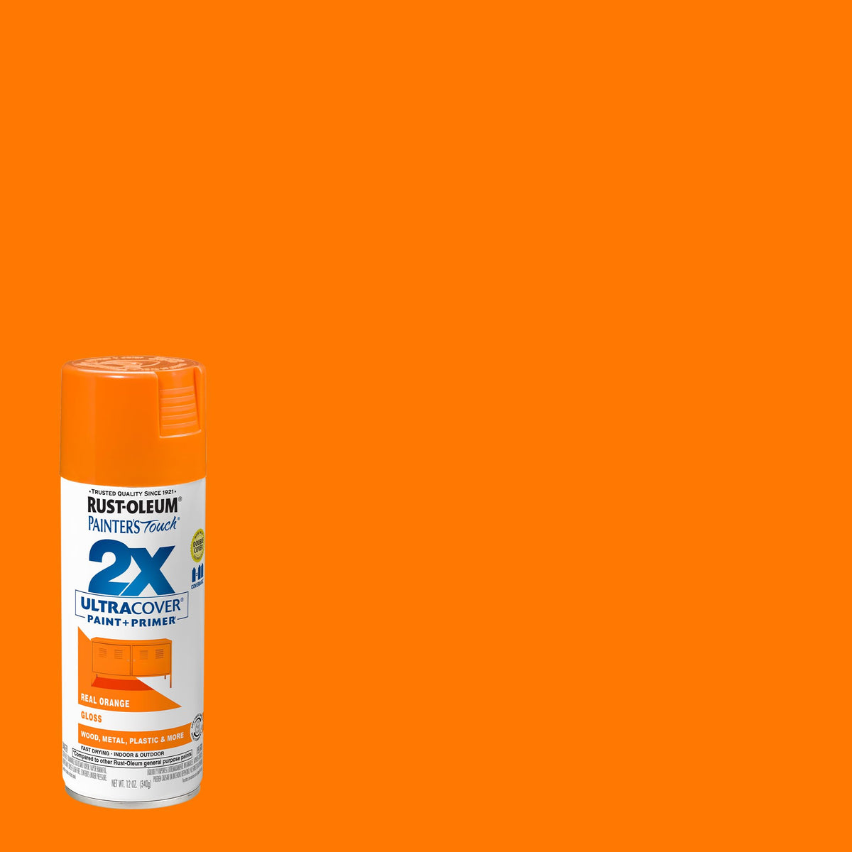 Rust-Oleum 249095-6PK Painter's Touch 2X Ultra Cover Spray Paint, 12 oz, Gloss Real Orange, 6 Pack
