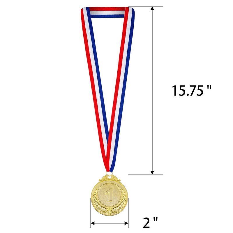 Awpeye 24 Pieces Award Medals 1st 2nd 3rd (Gold, Silver, Bronze) Metal Style Winner with Neck Ribbon, 2 Inches