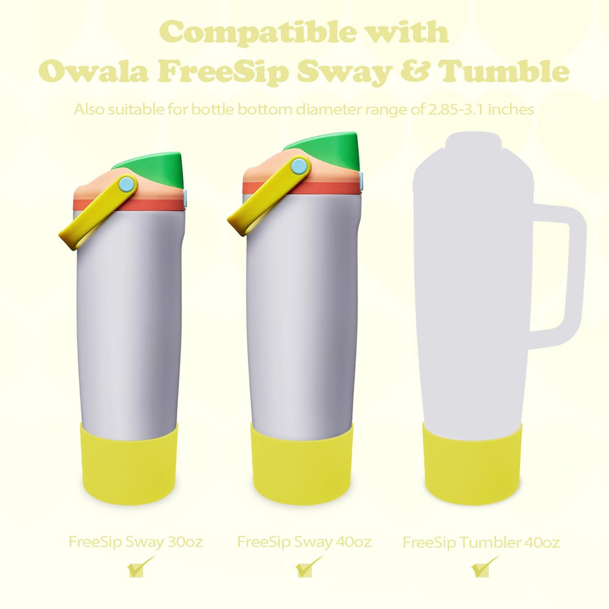 Kaitiaki Silicone Boot for Owala 30oz & 40oz FreeSip Sway Bottles & Tumblers - Non-Slip, Scratch-Resistant, Stability Enhancer, Available in 12 Colors (Opal Dream Yellow)