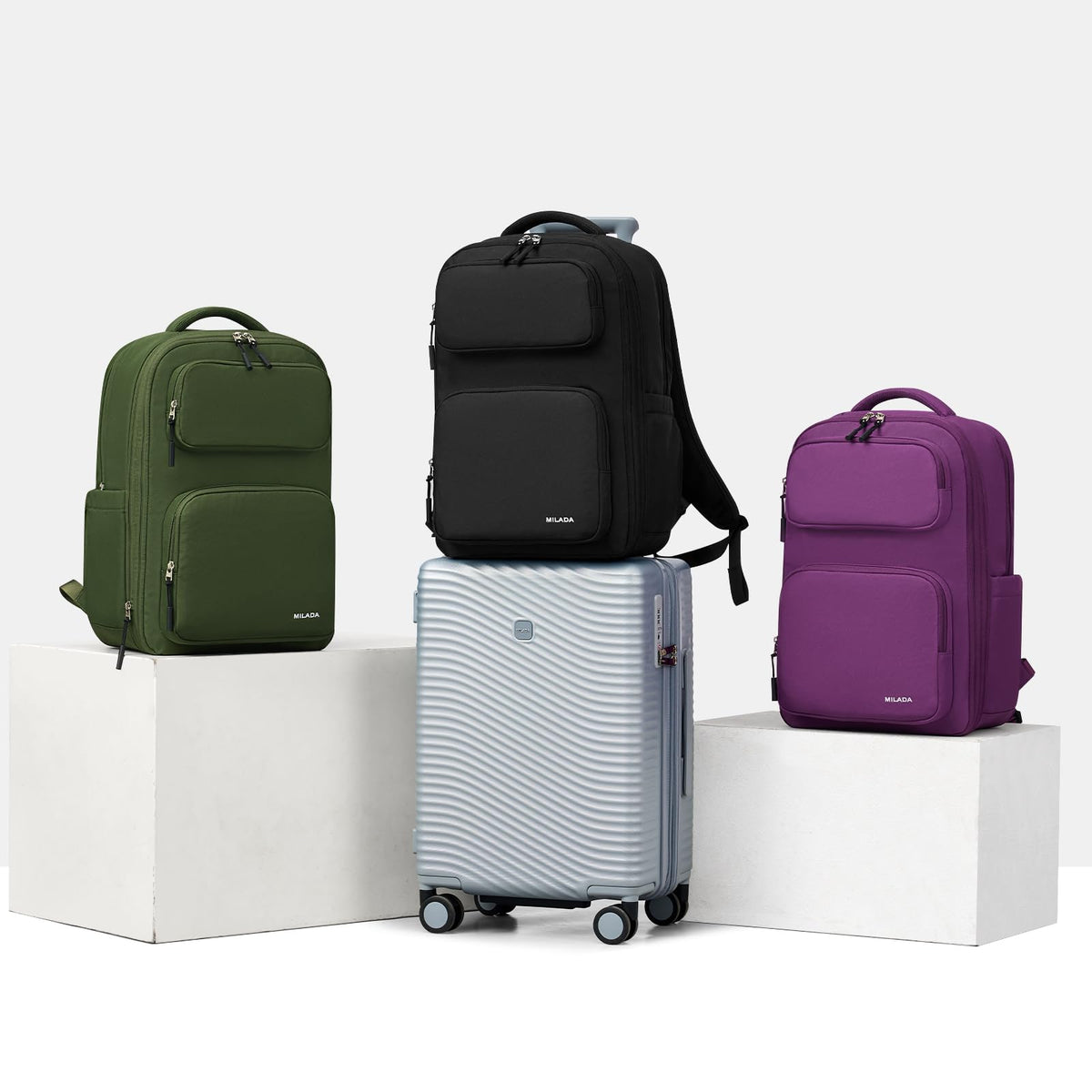 MILADA Travel Backpack for Women&Men,Expandable 28L to 39L,Fits 17" Laptop
