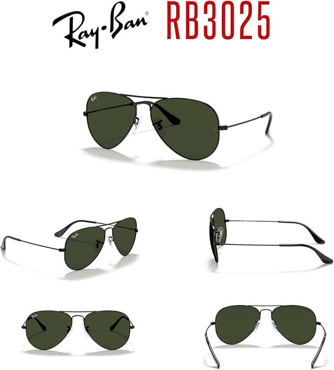 Ray-Ban RB3025 Metal Aviator Sunglasses For Men For Women +BUNDLE with ACCESSORY EYEWEAR KIT