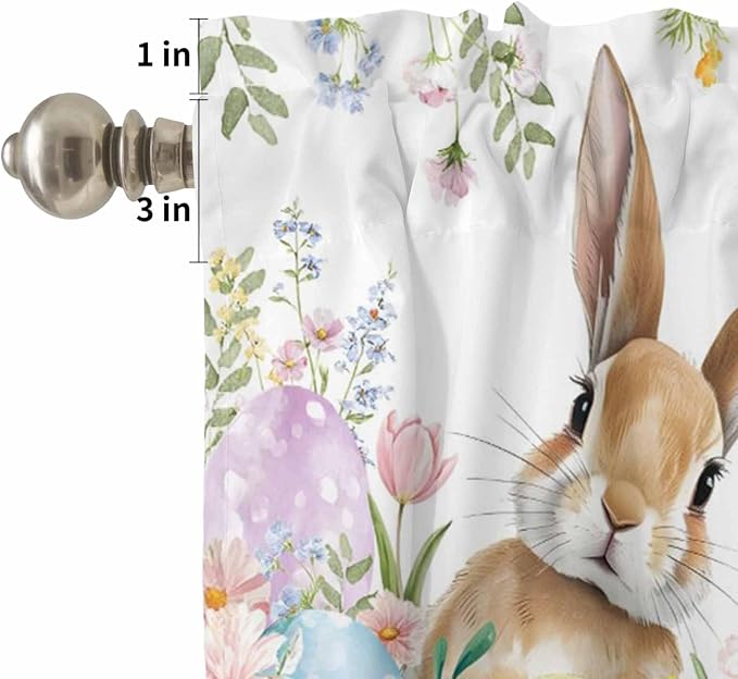 Kitchen Curtains Tiers and Valance Set of 3, Easter Light Filtering Window