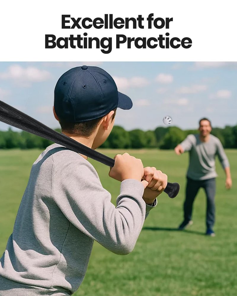 Grand Slam Baseball Bat Set, Includes 1 Plastic Bat, 6 Perforated Balls and 4 Throw Down Bases for Youth, Teenagers, Adults