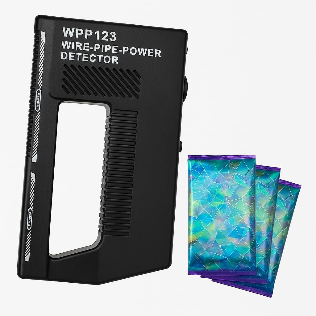 WPP123 Wire & Pipe Detector – Detects Live AC Wires & Metal Pipes in Walls – LED & Sound Alerts – Adjustable Sensitivity – DIY Indoor Wall Safety Tool (High Sensitivity)