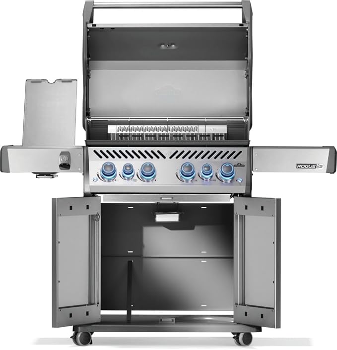 Napoleon Rogue PRO-S 525 Propane Gas Grill with Infrared Side and Rear Burners, Stainless Steel, Durable 6-Burner BBQ