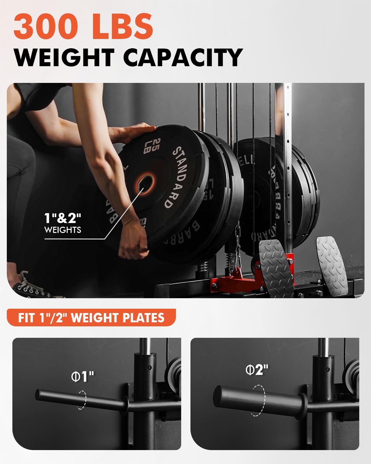 Mikolo Wall Mount Cable Station, Cable Crossover Machine with Dual Pulley System and 19 Adjustable Positions for Home Gym Fitness Equipment, Red