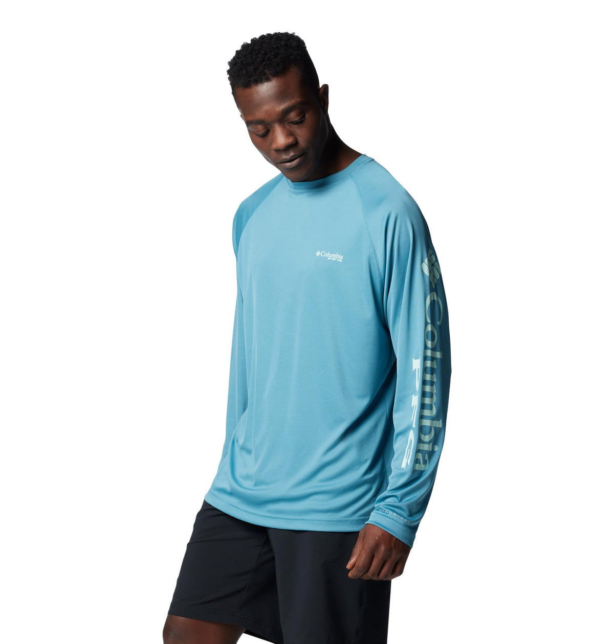 Columbia Men's Terminal Tackle Long Sleeve Fishing Shirt, Canyon Blue/ICY Morn Logo, 3X