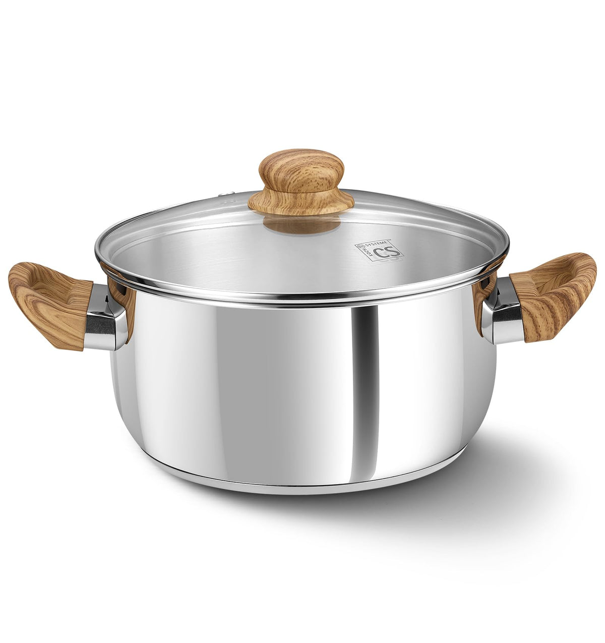 KOCH SYSTEME CS Stainless Steel Pot - 6 Quart Induction Stainless Steel Stock Pot with Lid for Pasta, Soup, Spaghetti, Steel Soup pots with Heat-Resistant Bakelite Double Handle, Dishwasher Safe