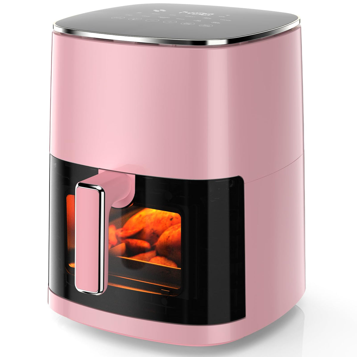 Sweetcrispy Air Fryer 6QT with Window, Square Airfryer Oven 12-in-1 for Family, 400°F Rapid Air Crispy Technology, Roast Bake Dehydrate, Nonstick & Easy-Clean Basket,Grey