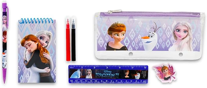 Disney Innovative Designs Frozen 2 Kids School Supplies Set with Pencil Case, Pencils, Notebook - 11 Pcs