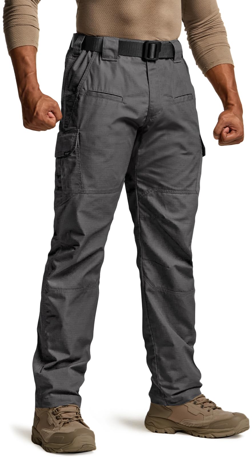 CQR Men's Tactical Pants, Water Resistant Ripstop Cargo Pants, Lightweight EDC Work Hiking Pants, Outdoor Apparel, Raider Charcoal, 36W x 30L