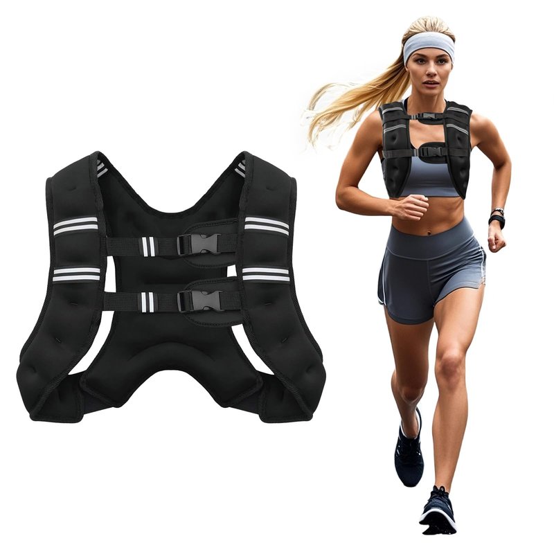 Poudee Weighted Vest, 12LB Weight Vest for Men Women, Body Weight Vests Adjustable with Reflective Stripe for Strength Training, Running, Training Workout, Jogging, Walking - 12LB