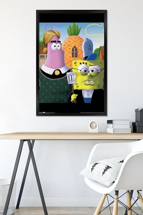 Trends International Nickelodeon Spongebob - American Gothic Wall Poster, 22.375" x 34", Black Framed Version