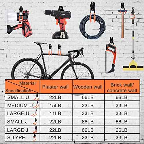 AOBEN Garage Hooks Heavy Duty, Steel Garage Storage Hooks, Utility Tool Hangers and Broom and Mop Holder Wall Mounted for Organizing Cleaning Tools, Mops, Garden Tools (S, 10 Pack)