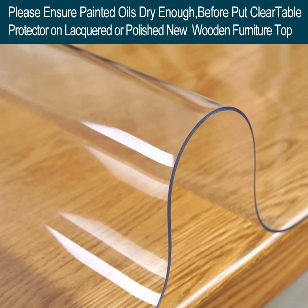 Wadrac Multisize Plastic Clear Table Cover Protector-1.5mm Thick 34x90 inch Non-Slip Anti Scratch Easy Clean PVC Desk Covers Topper for Party Dining Room Kitchen Countertop Table Work Study Desk