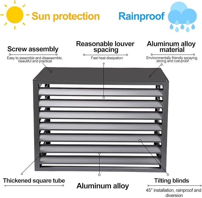 Split Air Conditioner Fence Privacy Screen 4 Panel, Aluminum Air Conditioner