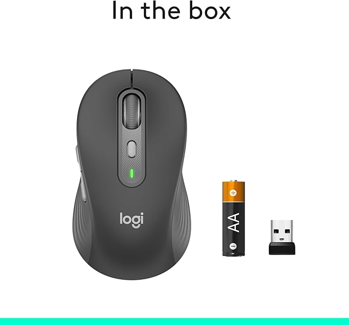 Logitech Signature Plus M750 Wireless Mouse – for Small to Medium Hands, SmartWheel, Bluetooth, Multi Device, 24-Month Battery, Silent Clicks, Customizable Side Buttons, Contoured Shape - Graphite