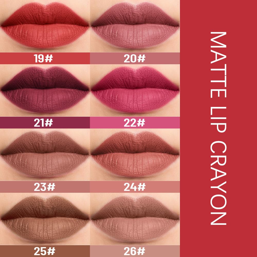 BINGBRUSH Lip Crayons Matte Longwear Lipstick Pack Set,Moisture Smooth Lipliner With Built-in Sharpener Ultimate Super Stay Ink Lip Crayon for Makeup-Waterproof Velvet Lipgloss Lip Stain(19Fire Brick)