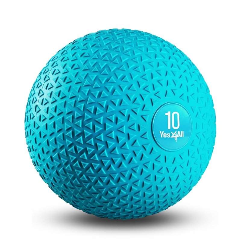 Yes4All Slam Balls, 10-40lb Weighted Ball Weight, Durable PVC Sand Filled Workout Dynamic Slam Ball for Strength Training, Triangle, Teal, 10lbs