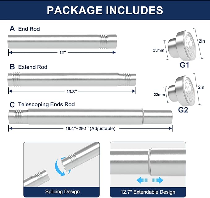 No Drilling Closet Rod, 27.5-82 Inches Hanging Closet Rod for Clothes, Closet Bar & Pole Heavy-duty, Closet Rods for Hanging Clothes For Closet Wardrobes Bathroom Laundry RV Curtains, Nickel