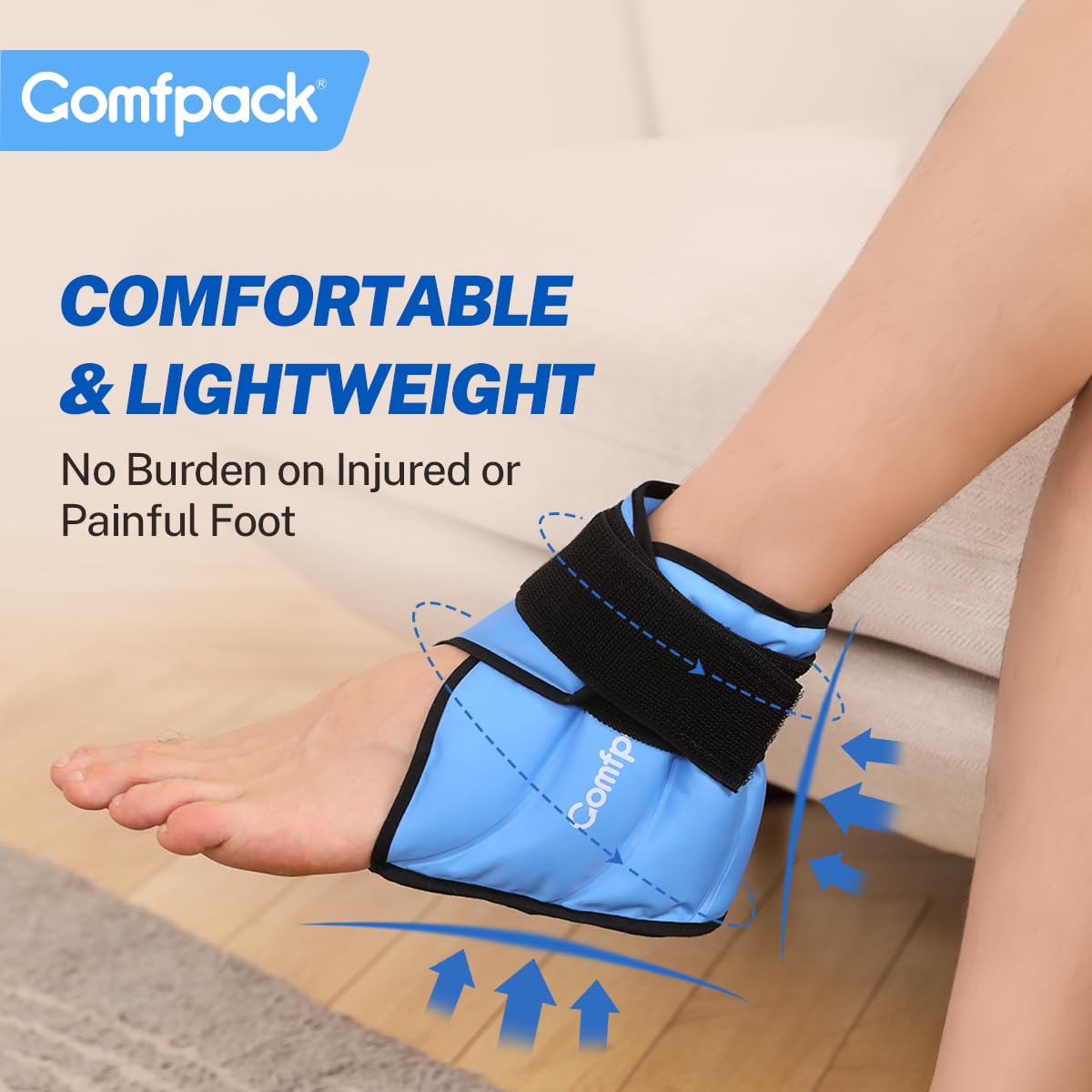 Comfpack Heel Ice Pack Wrap for Plantar Fasciitis Relief, Ankle Ice Pack Wrap for Swelling, FSA Eligible, Ice Pack for Injures Reusable, Gel Cold Pack for Achilles Tendonitis, Ankle Sprain, Heel Pain