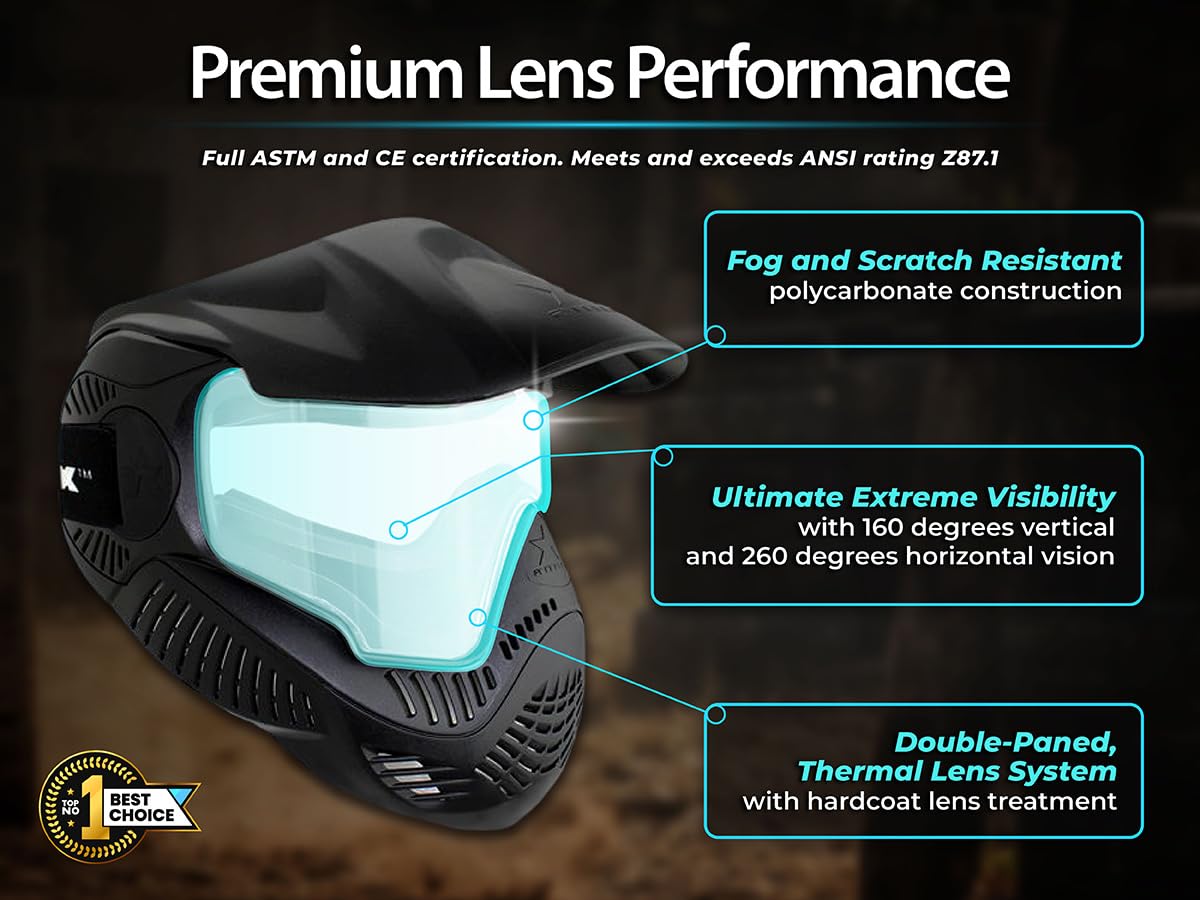 Evike Airsoft - ANSI Rated Annex MI-3 Airsoft Paintball Full Face Pro Mask with Thermal Lens by Valken