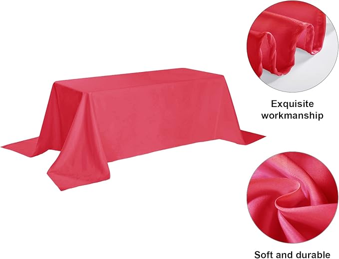 6 Pack Red Tablecloth 90 x 156 Inch Table Cloth for 8 Foot Rectangle Tables, Wrinkle Resistant Washable Polyester Fabric Table Covers for Party, Wedding,Dining,and Banquet