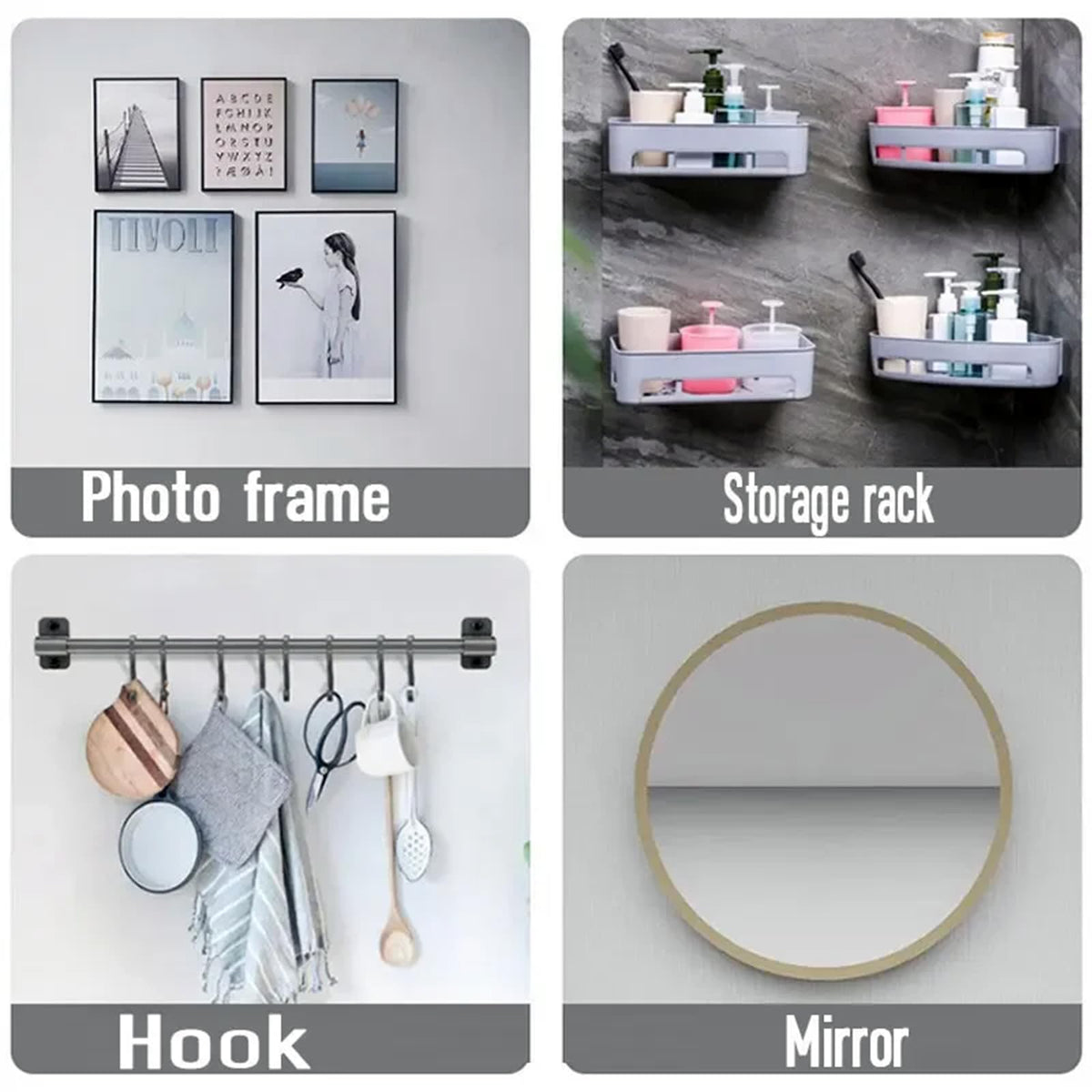 20 PCS Adhesive Hooks Heavy Duty, Screw Free Sticker, Seamless Screws for Wall Mount, No-Trace Sticker Frame Hangers Without Nails for Mount Wall Shelf，for Kitchen，Home，Office(10mm)