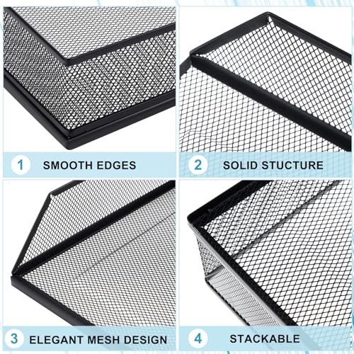 Hicarer 2 Pcs Black Metal Letter Tray Stackable Desk Tray Single Wire Mesh Organizer Front Load File Paper Holder for Desktop Office Home School Classroom (9.84 x 12.8 Inch) - size: 9.84 x 12.8 Inch
