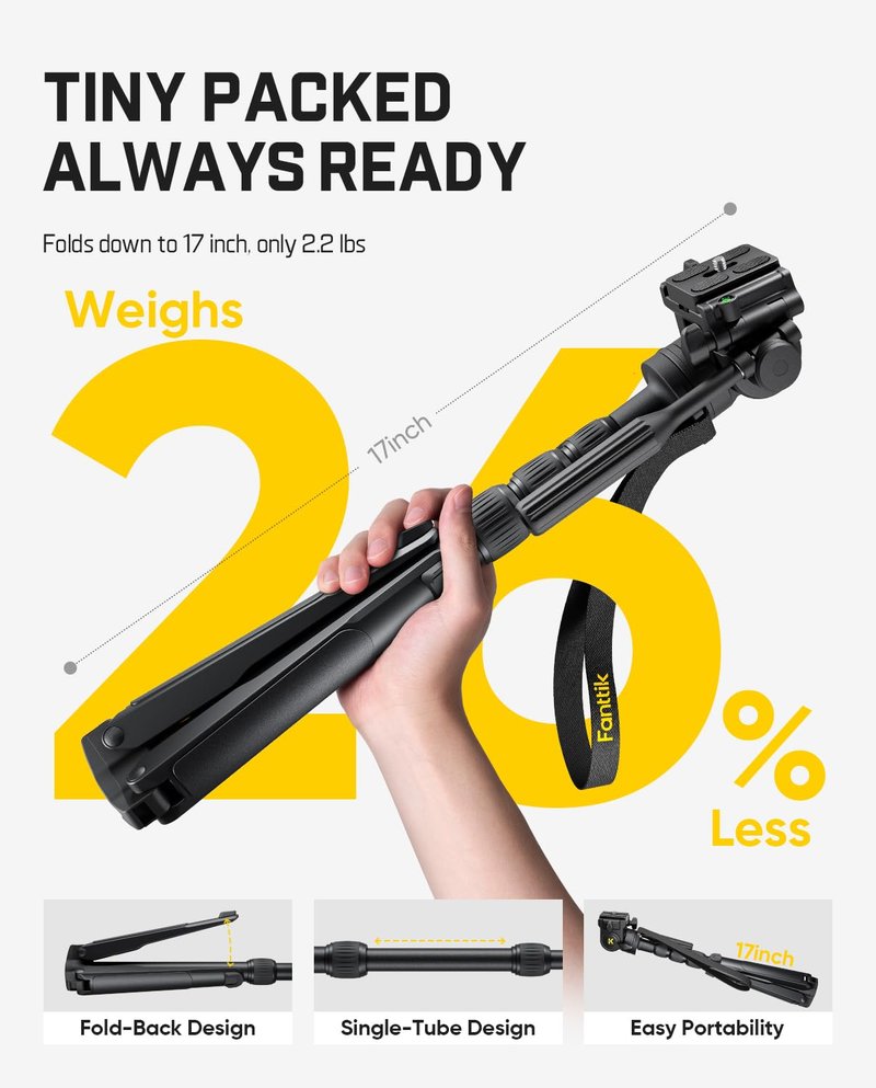 Fanttik DT10 Pro Laser Level Tripod, 2.2 Lbs Lightweight, 360° Flexible Pan Head, Quick Release Plate with 1/4"-20 Thread Mount, for Measurement Tools
